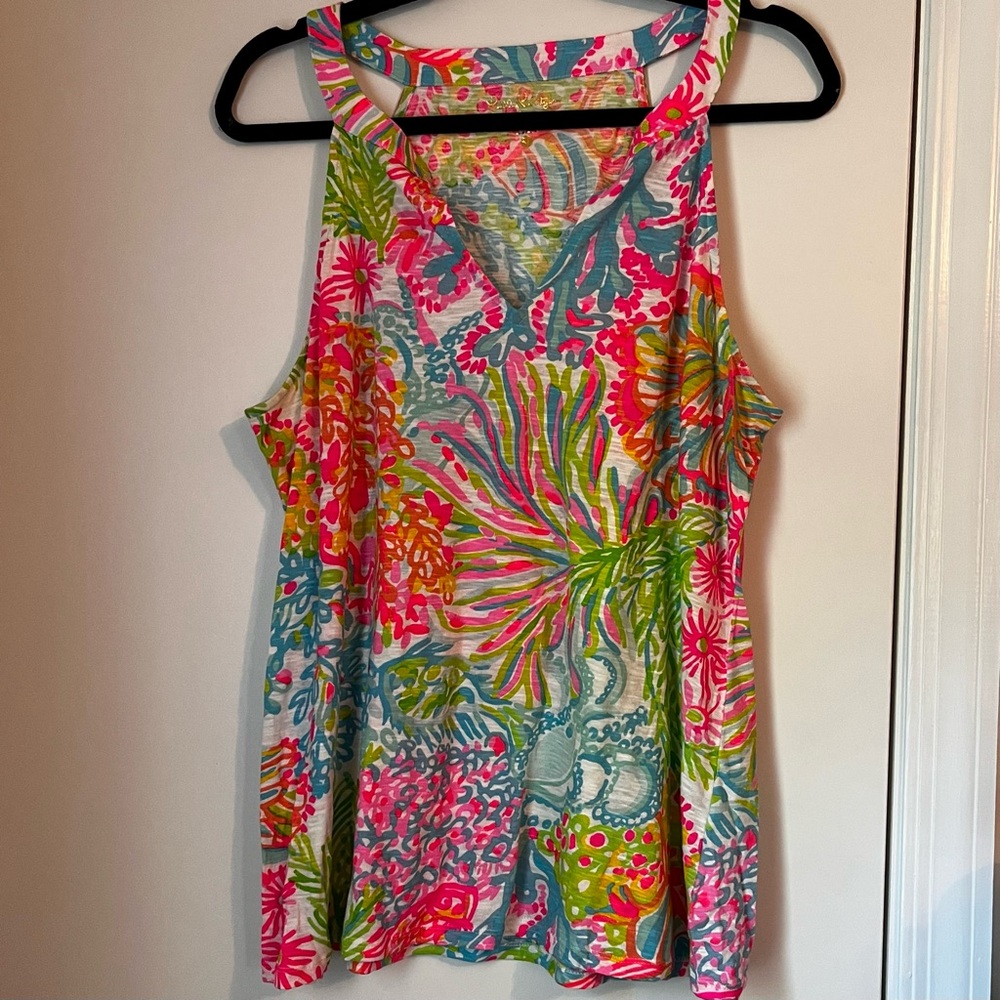 Lilly Pulitzer Arya Tank Top Lovers Coral Womens Size XL